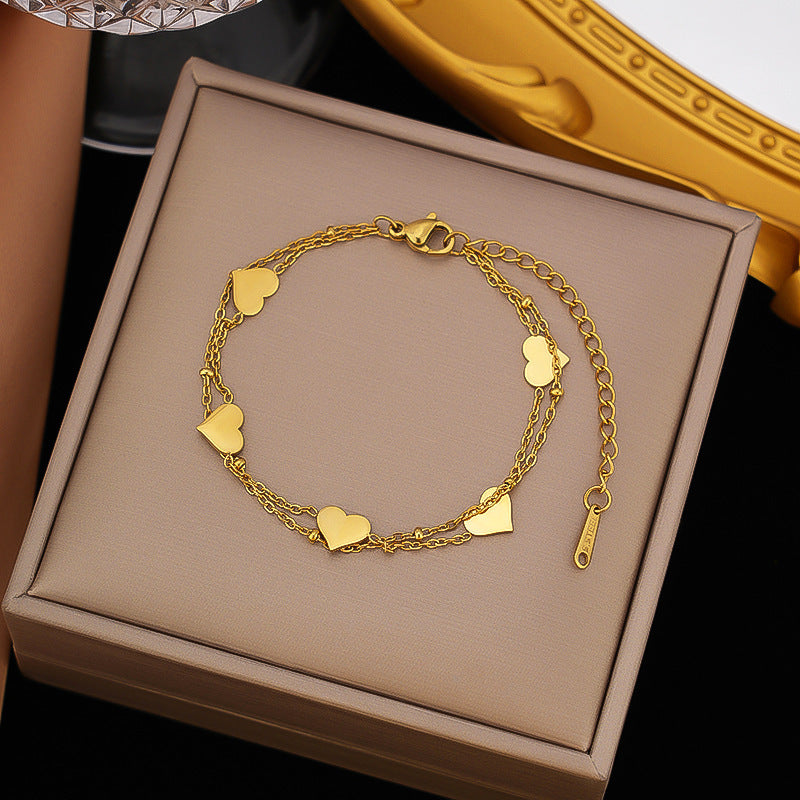 Gold Plated Forever Golden Hearts Anklet