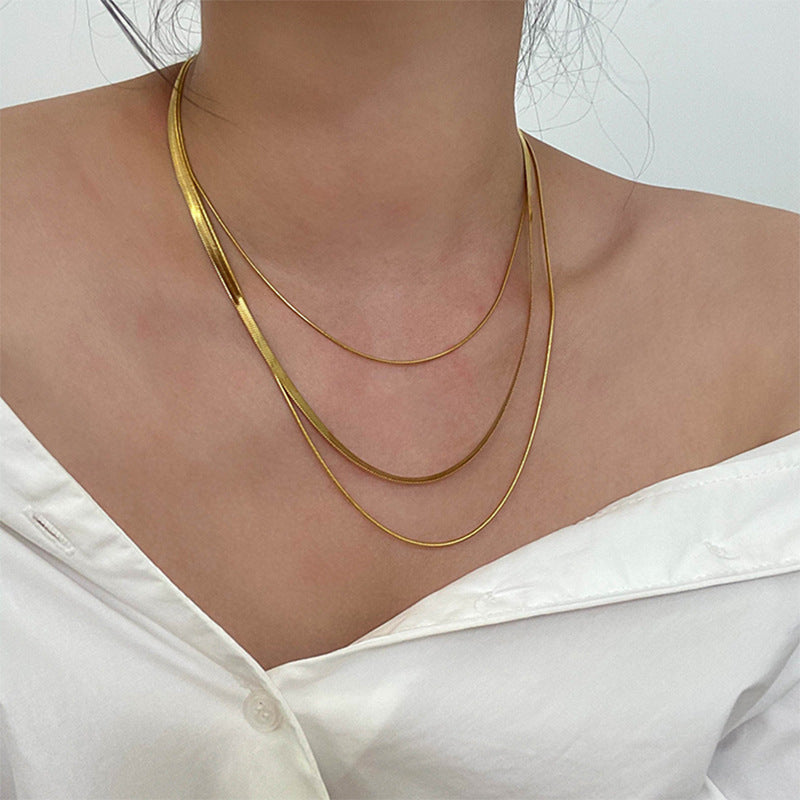 Gold-Tone Layered Snake Chain Necklace