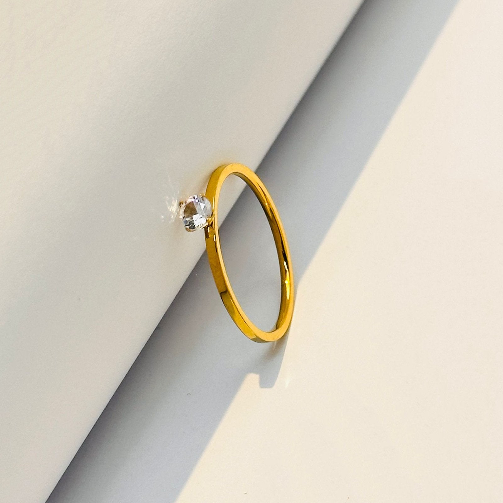 Gold Plated Minimal Single Crystal Ring