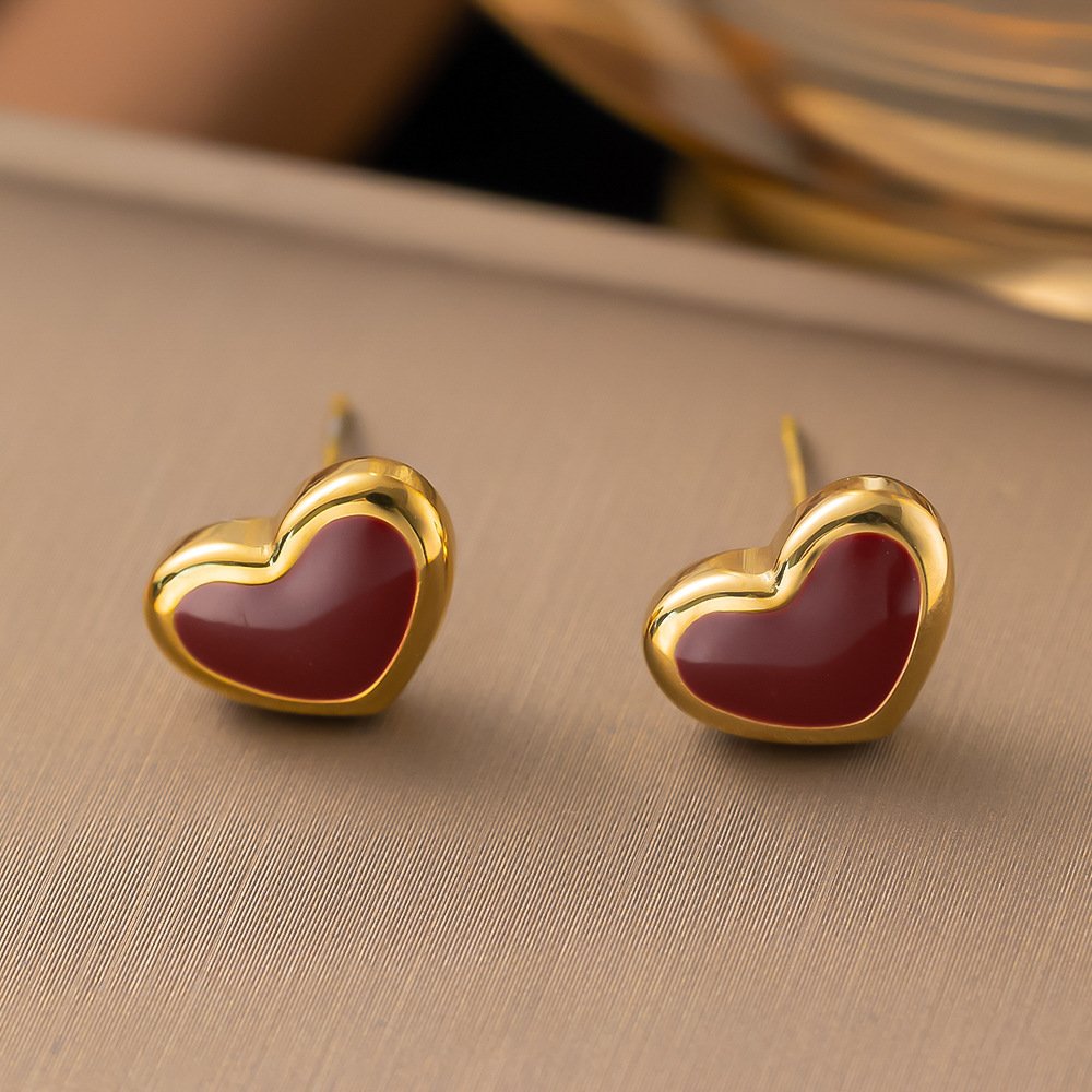 Classic Gold Plated Maroon Studs