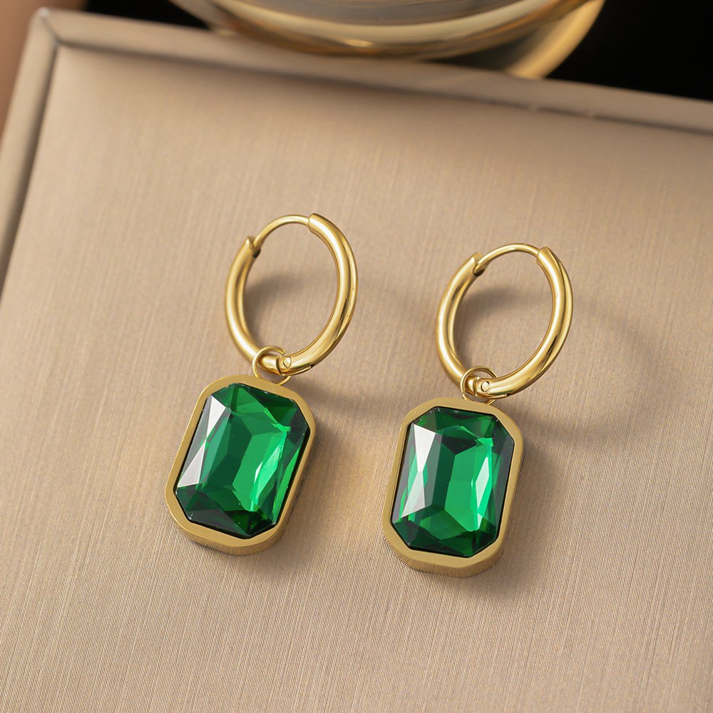 Waterproof Green Stoned Beautiful Earrings
