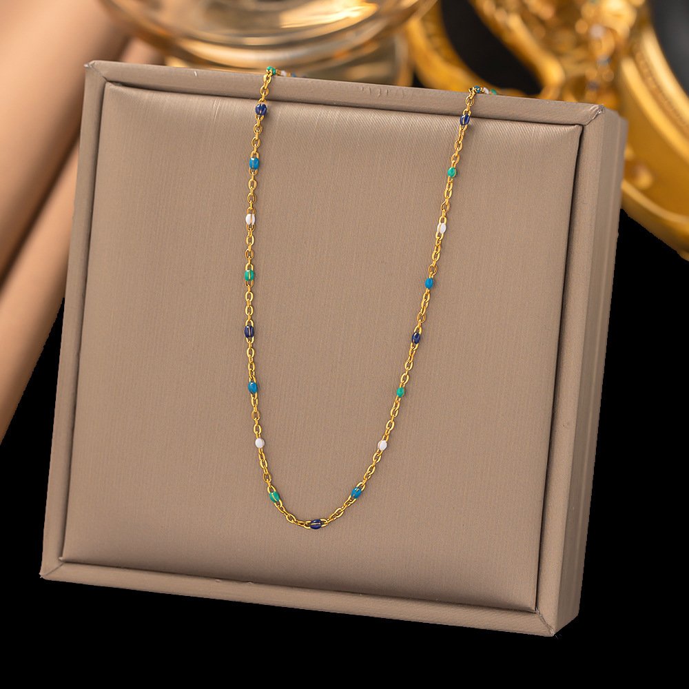 Classic Gold Plated Multi Color Necklace