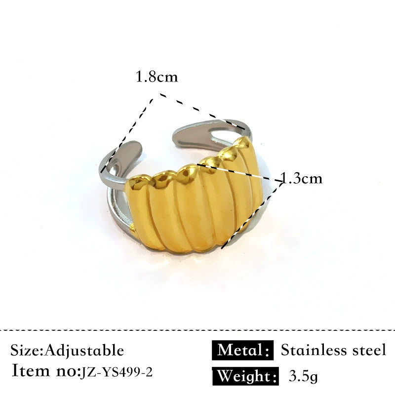 Bold Textured Adjustable Stainless Steel Ring – Gold & Silver Finish