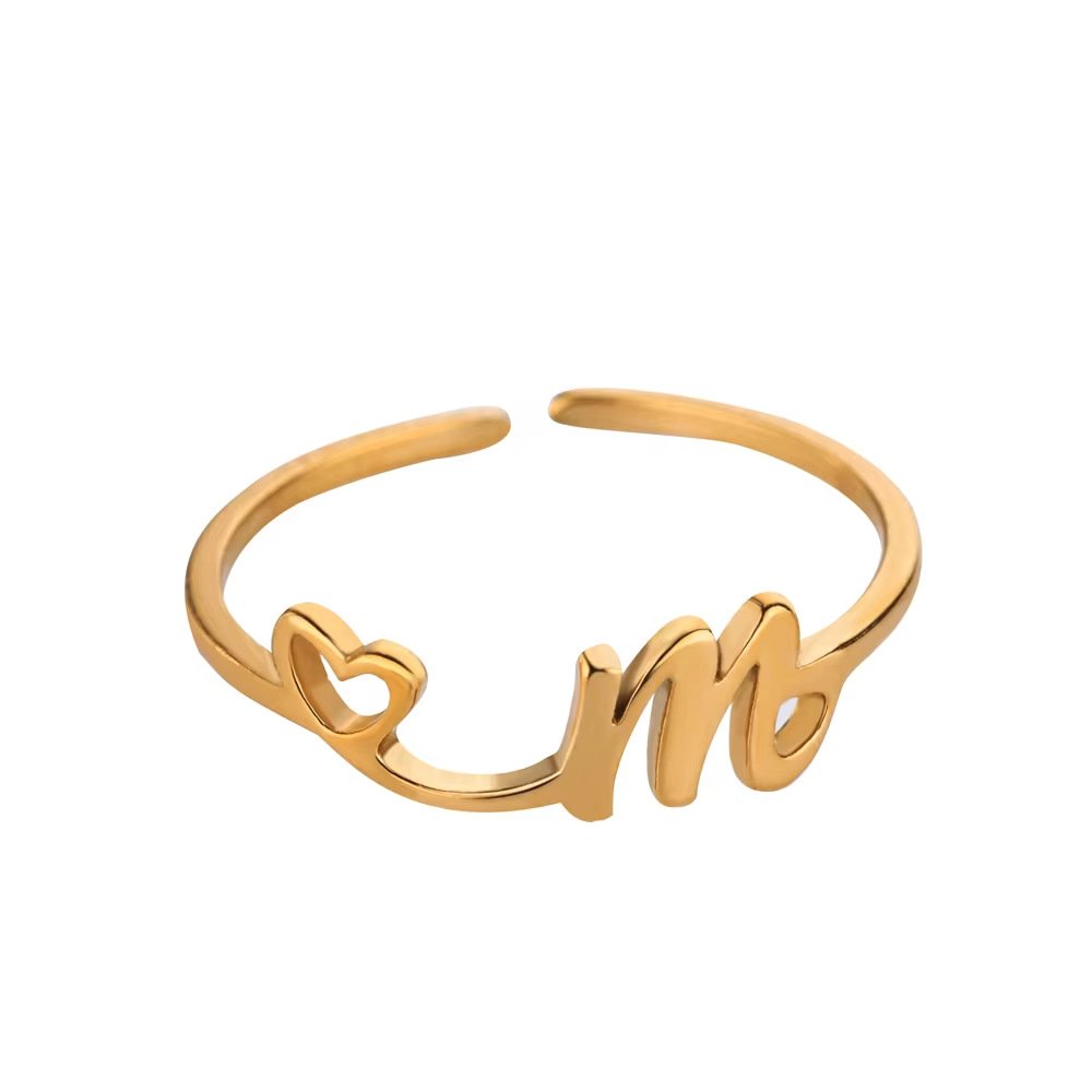 Minimal Gold Plated Initial Letter Adjustable Ring