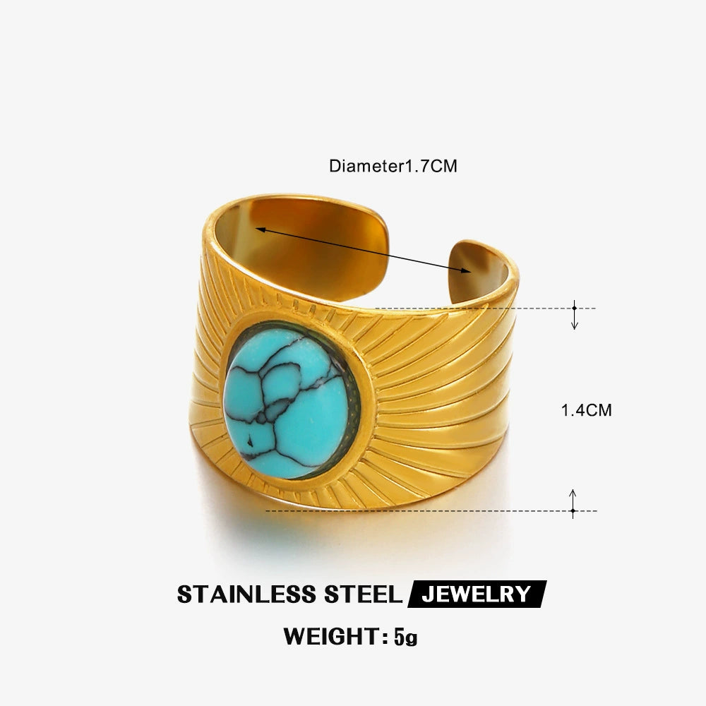 Gold Plated Turquoise Adjustable Ring