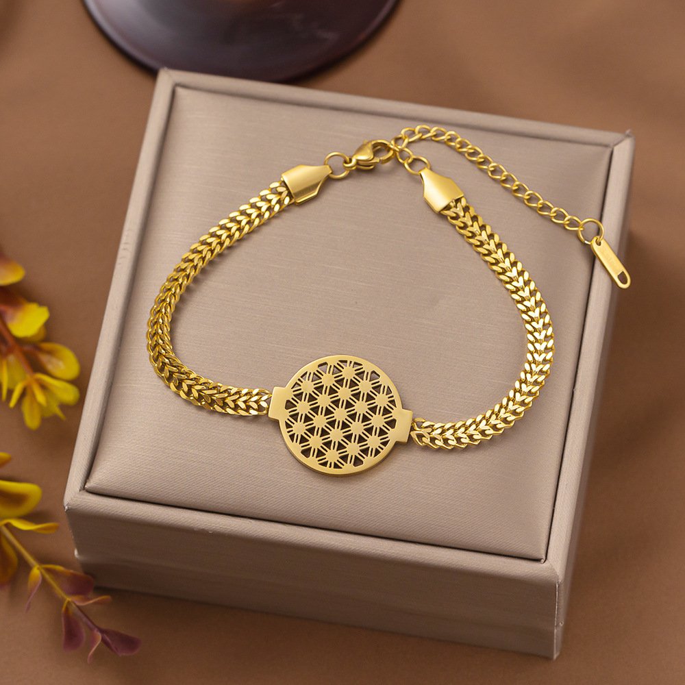 Elegant Gold Plated Flower of Life Bracelet