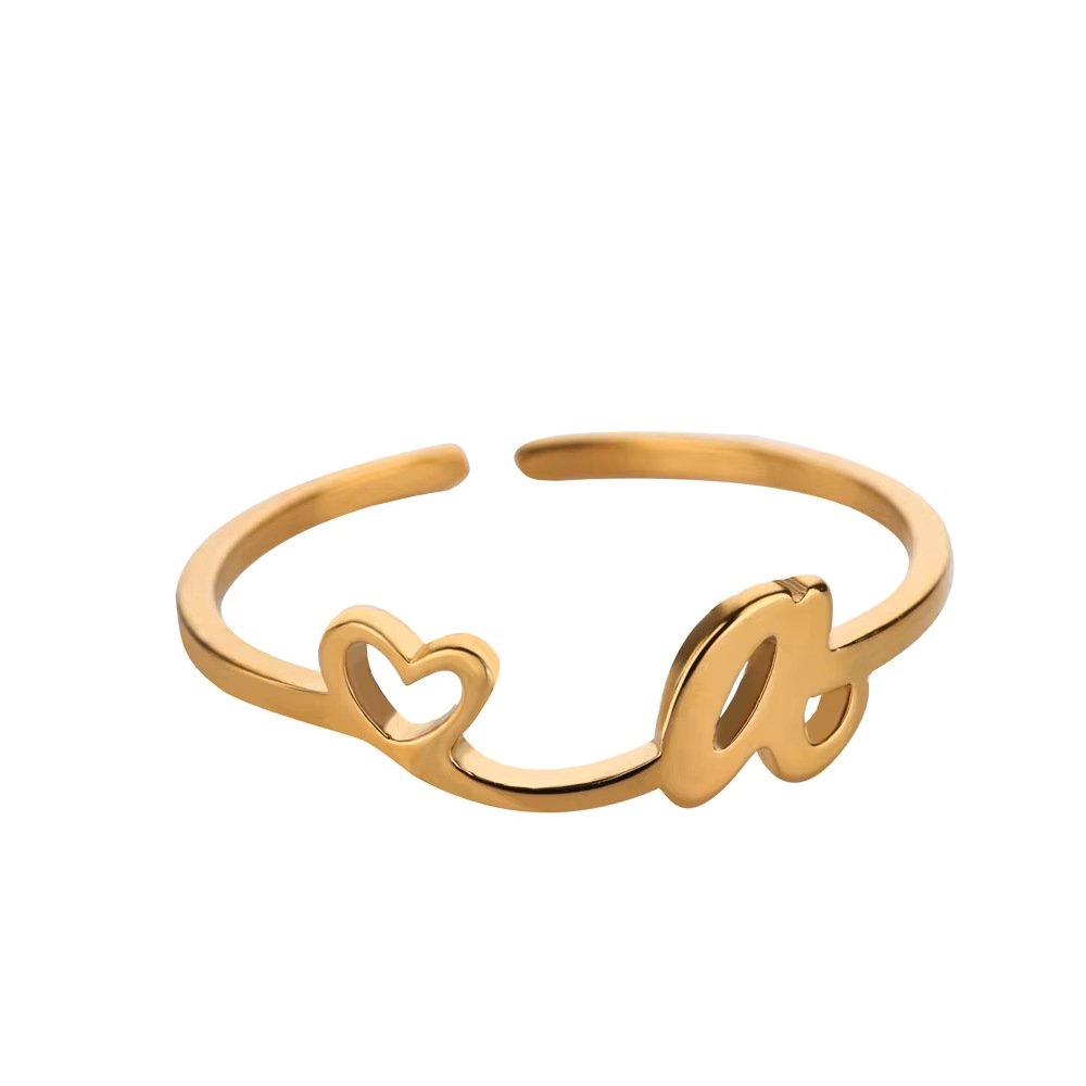 Minimal Gold Plated Initial Letter Adjustable Ring