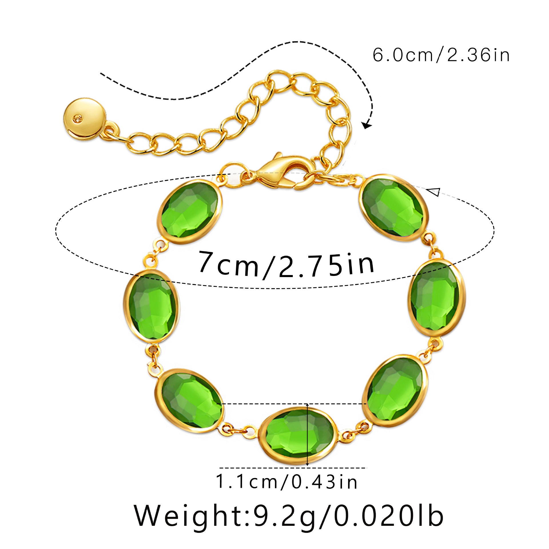 Gold-Plated Bracelet with Green Gemstones