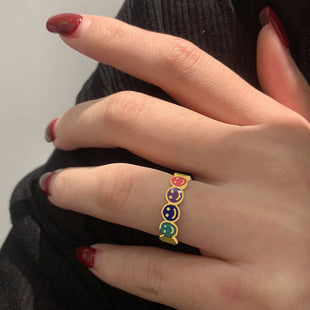 Colorful Smiley Face Stackable Ring