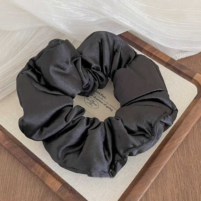 Premium Smooth Fabric Scrunchy with Volume - Black
