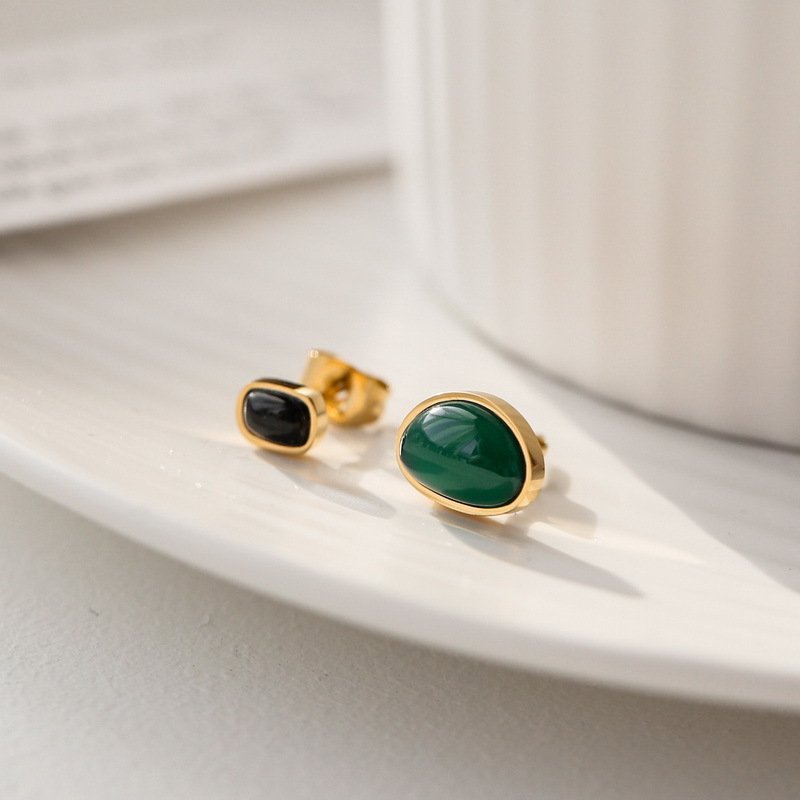 Emerald Drops Gold Plated Stud Earrings