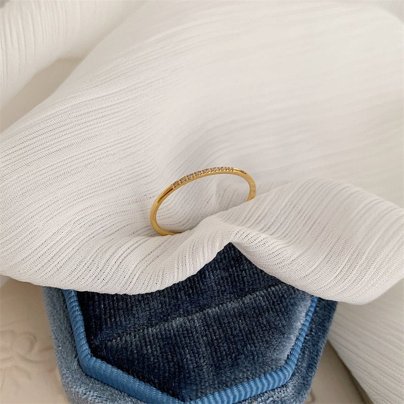 Thin Multi Crystal Studded Water Proof Ring