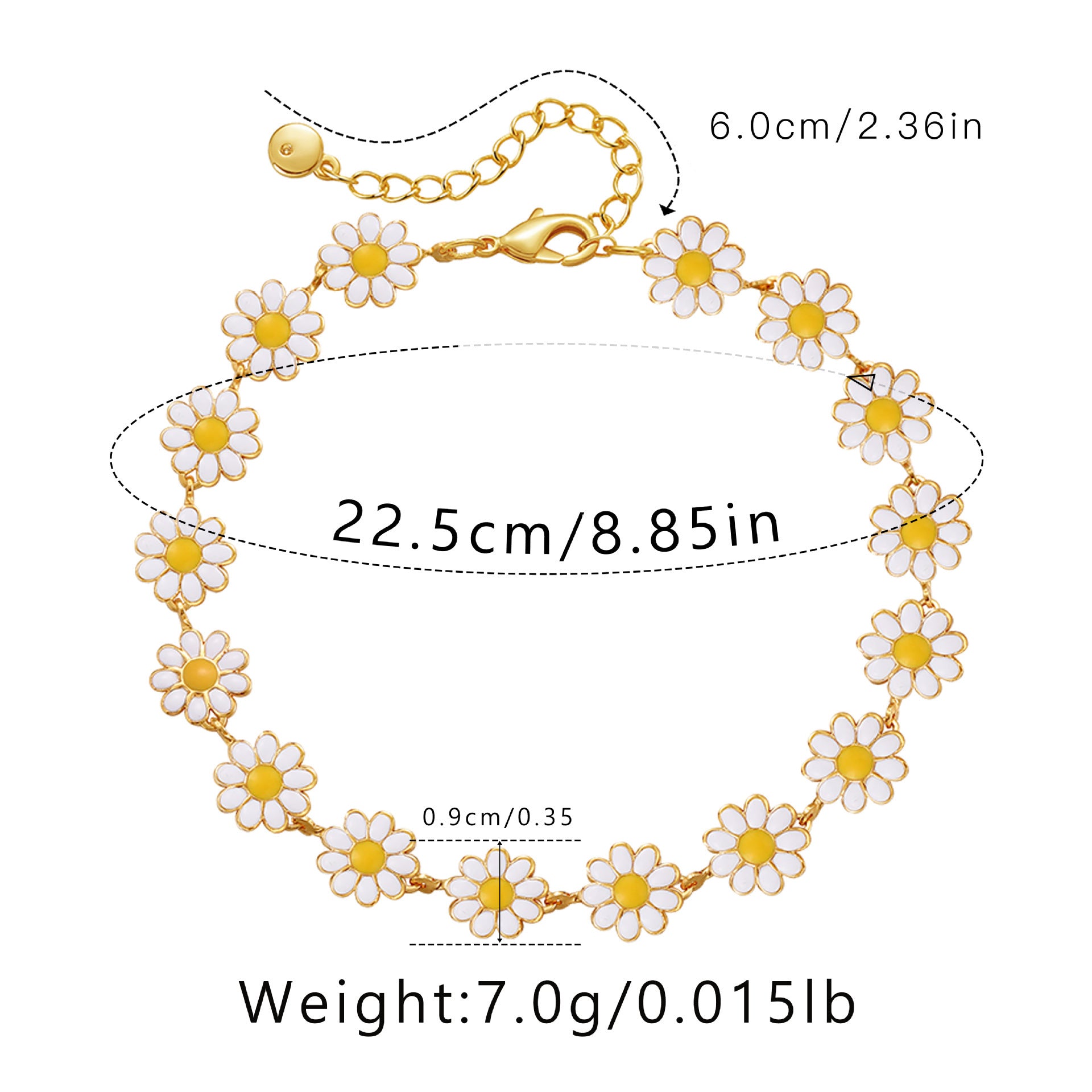 18k Gold-Plated Daisy Charm Anklet