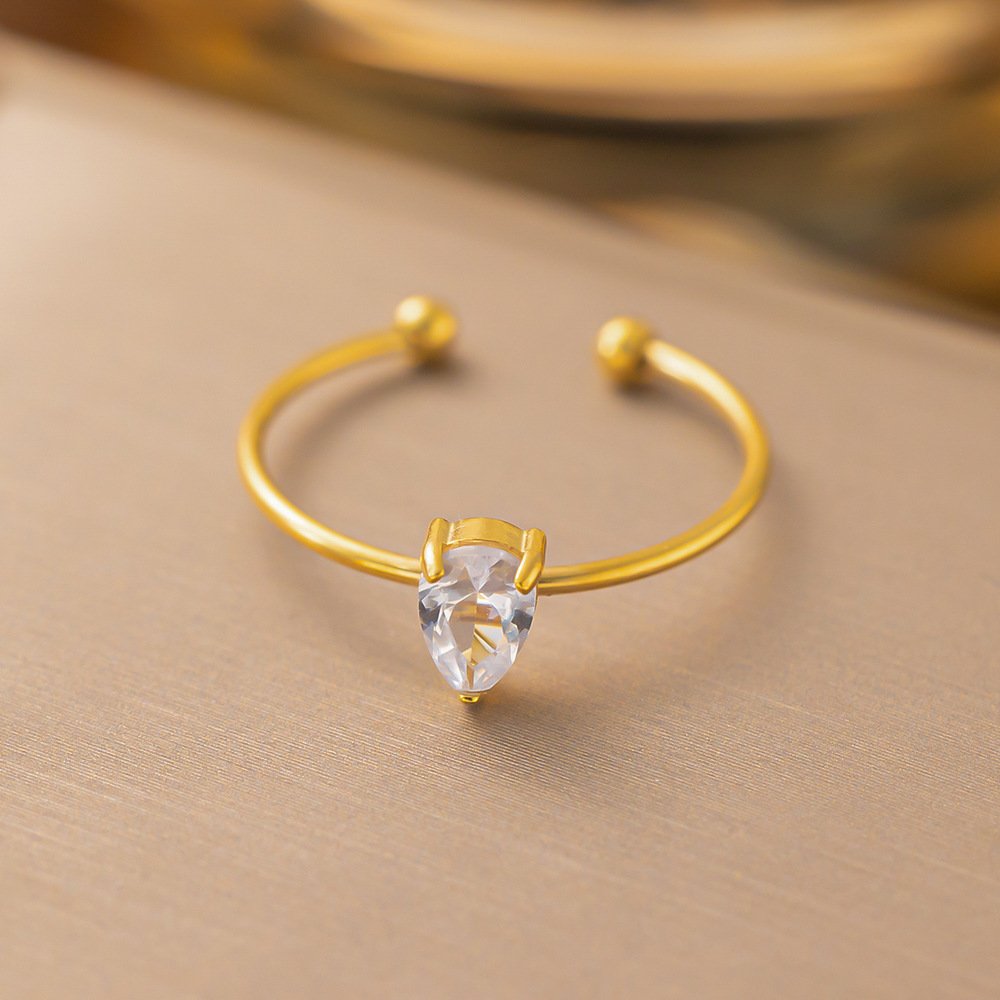 Elegant Gold Plated White Crystal Adjustable RIng