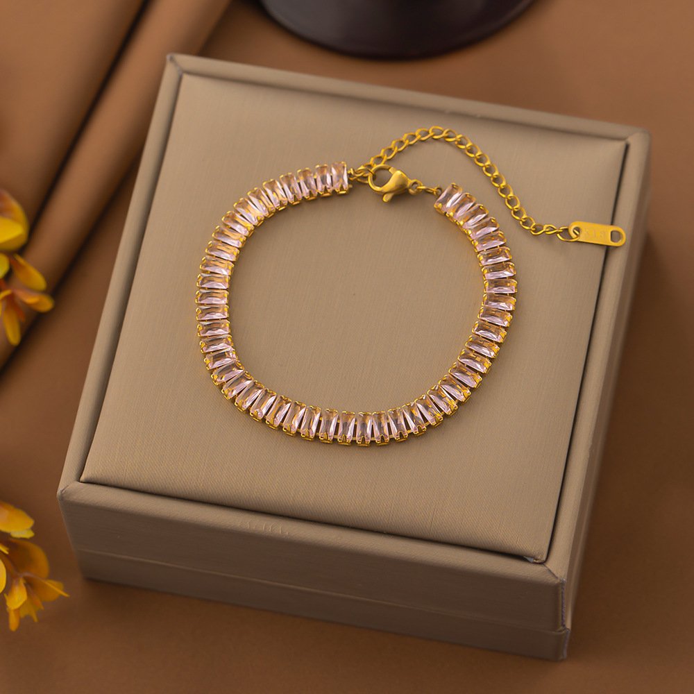 Water Proof Beautiful Rosegold Crystal Studded Bracelet