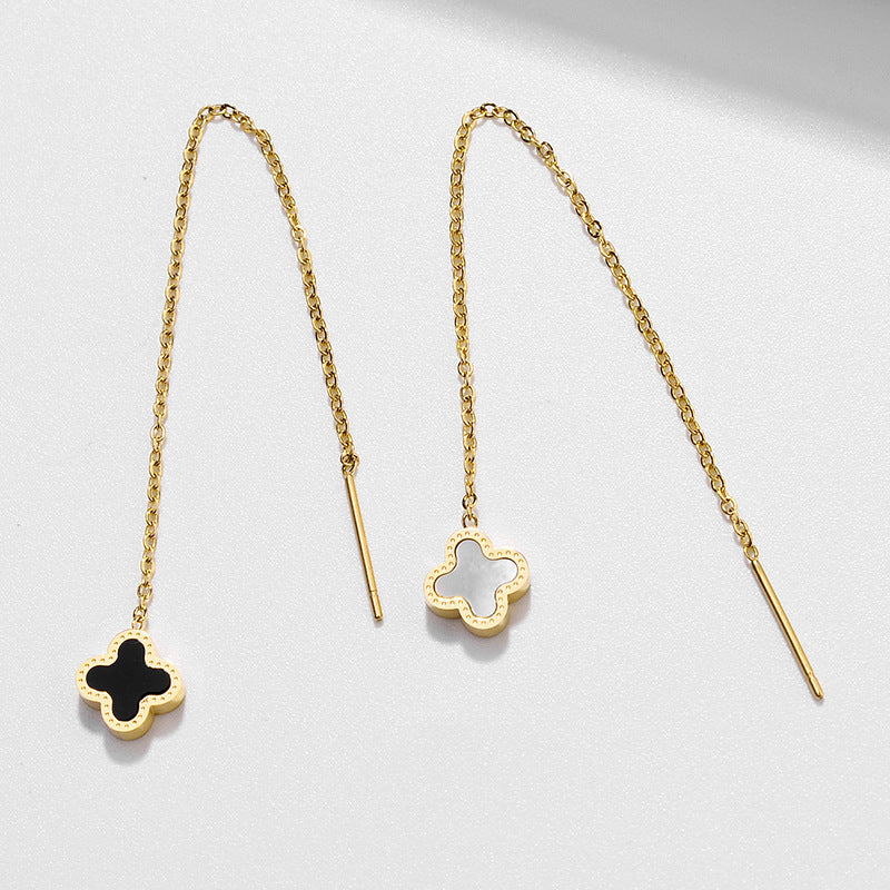 18K Gold Plated Clover Threader Earrings