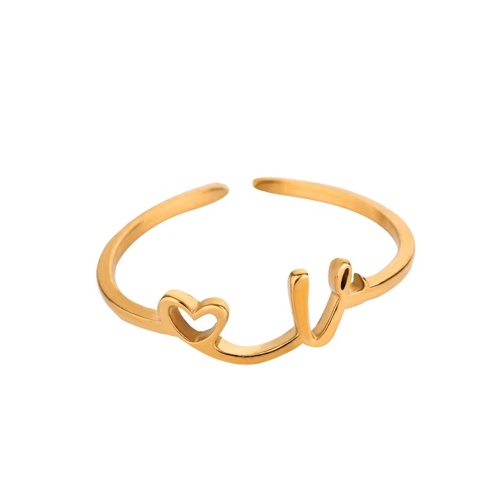 Minimal Gold Plated Initial Letter Adjustable Ring
