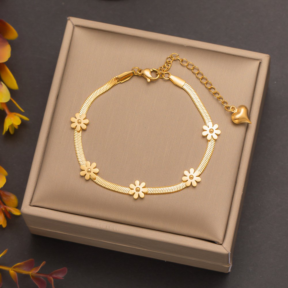 Gold Plated Minimal Flowers Bracelets