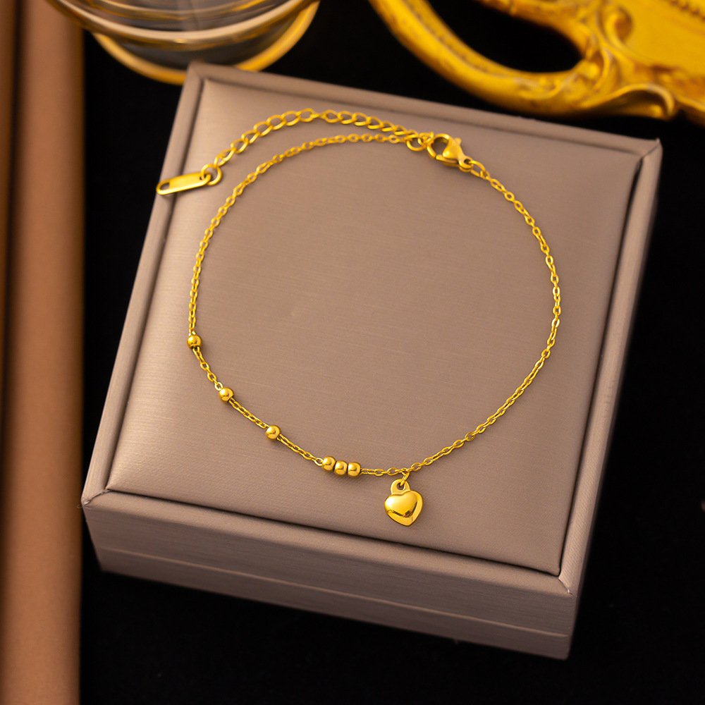 Minimal Heart Charm Gold Plated Bracelet / Anklet