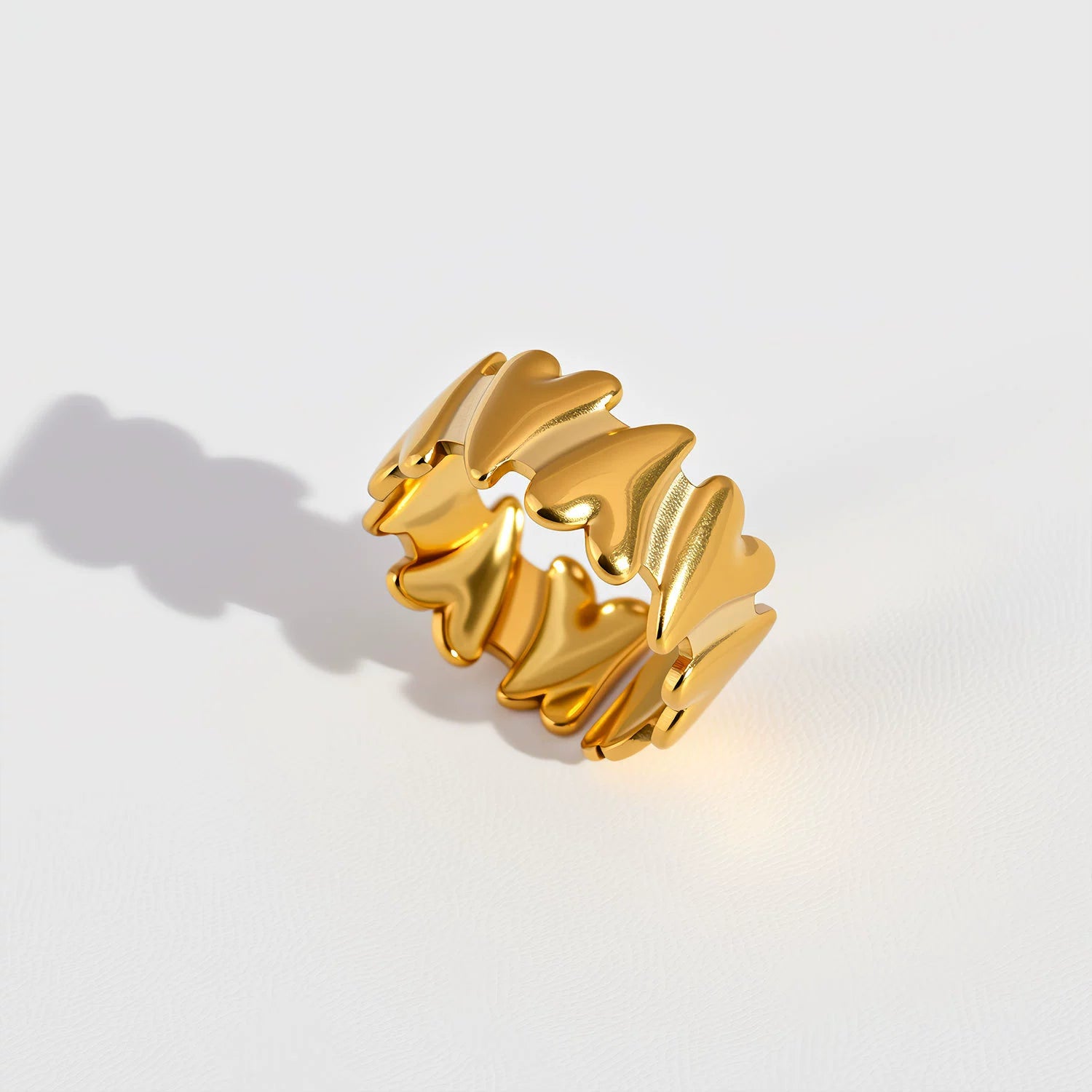 18K Gold Plated Sculpted Heart Adjustable Ring