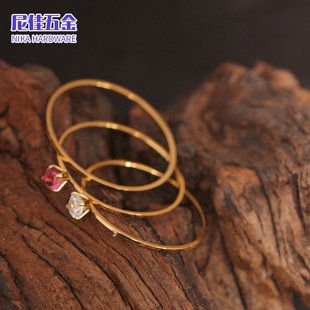 Thin Minimal Red Crystal Gold Plated RIng