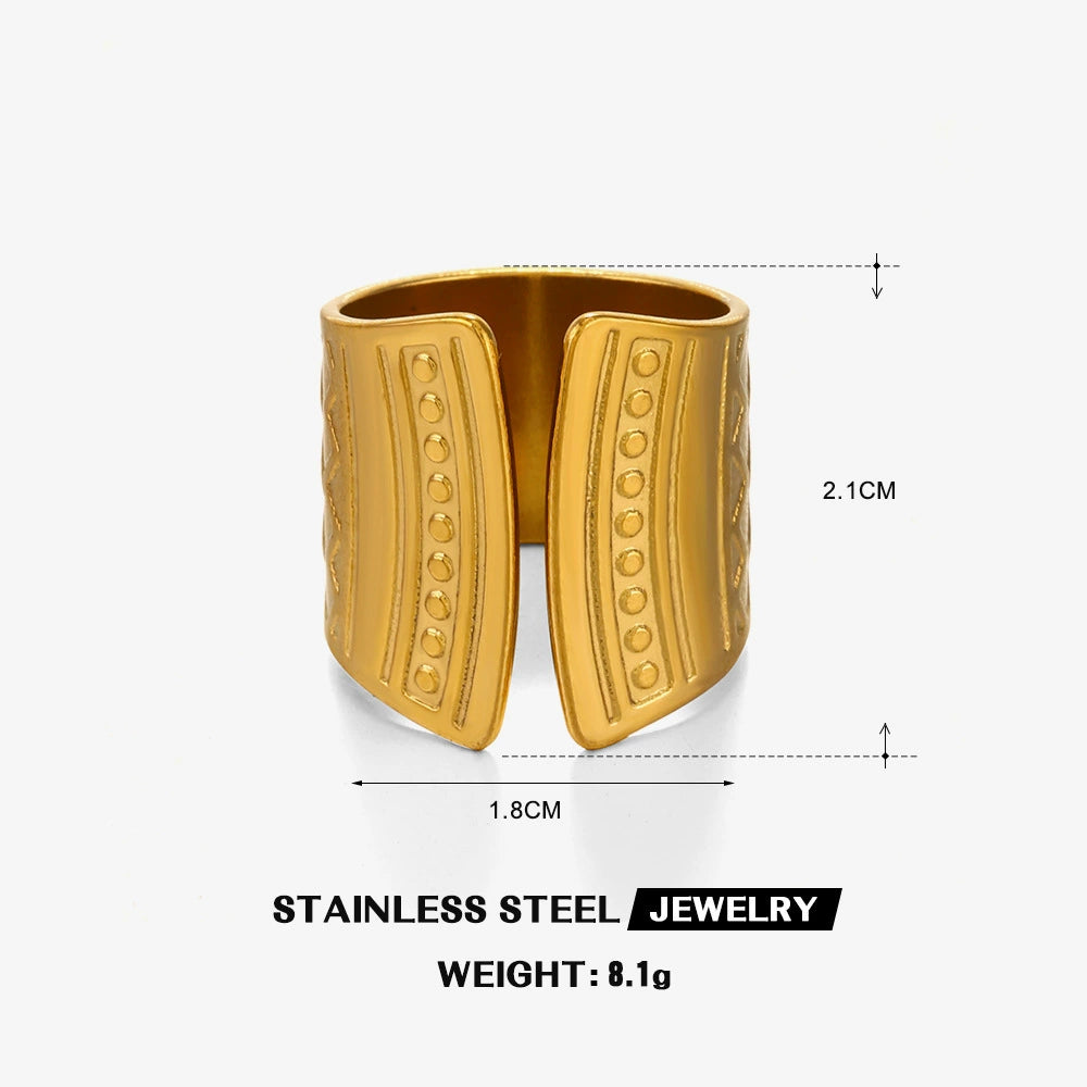 Gold Plated Geometric Adjustable Ring