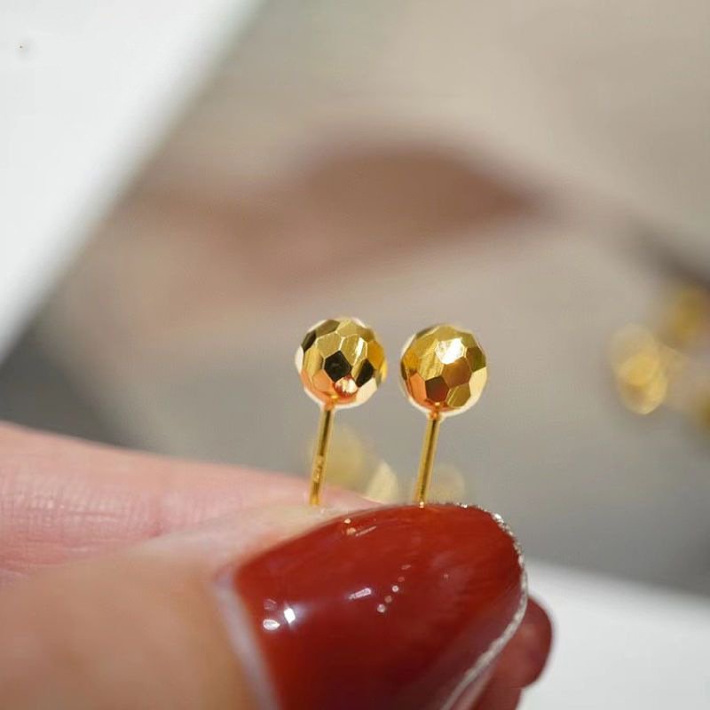 Gold Plated Multi Cuts Minimal Studds Earrings