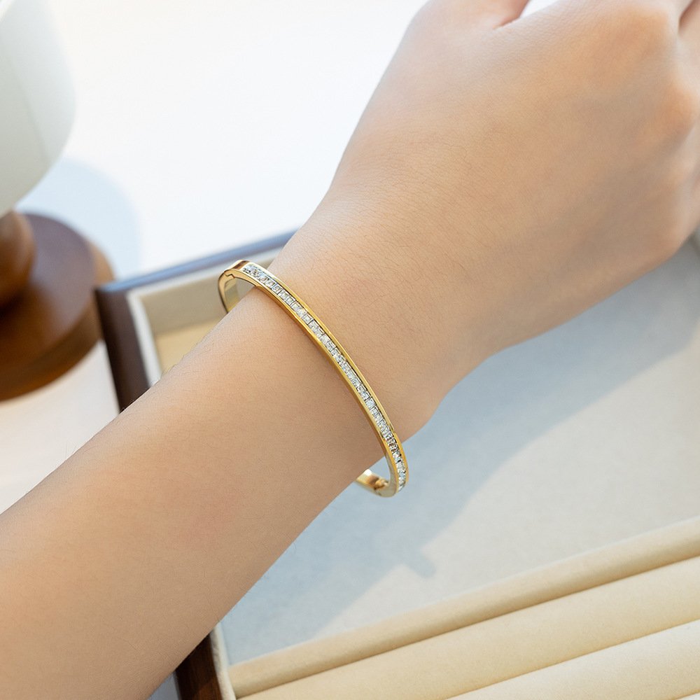 Gold Plated Crystal Studded Adjustable Bangle
