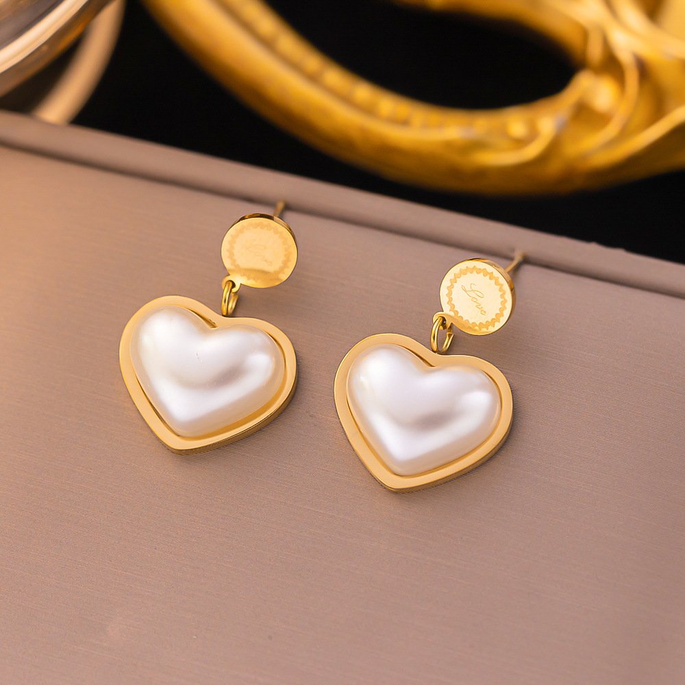 Pearl Heart Gold Plated Earrings