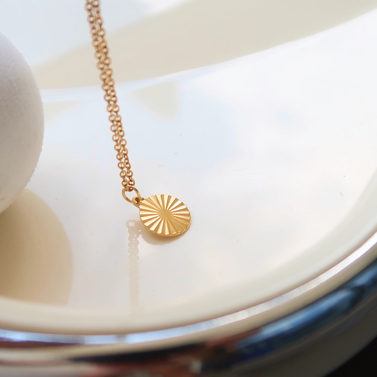 Gold-Tone Sunburst Disc Pendant Necklace