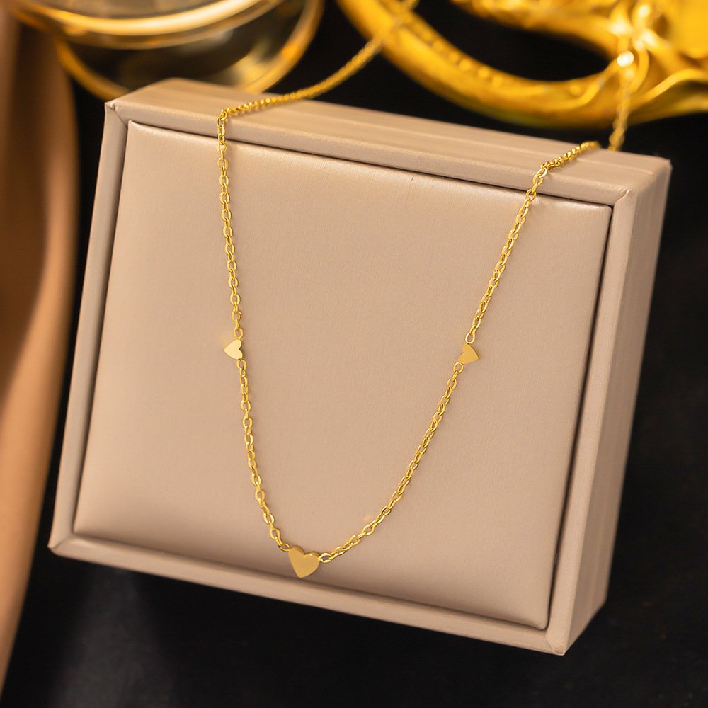 Multi Heart Gold Plated Minimal Necklace