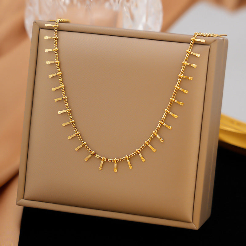 18K Gold Plated Mini Bar Fringe Necklace