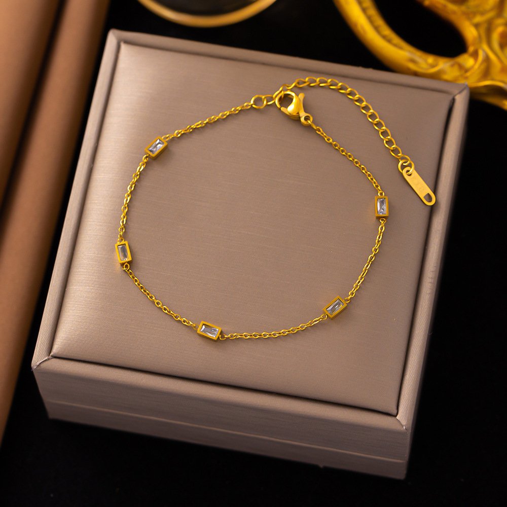 Dainty Crystal Studded Gold Plated Bracelet