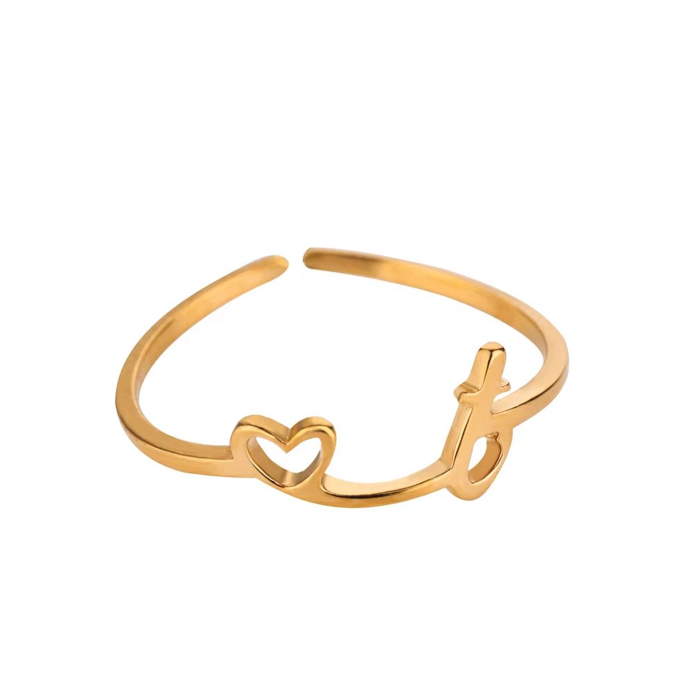 Minimal Gold Plated Initial Letter Adjustable Ring