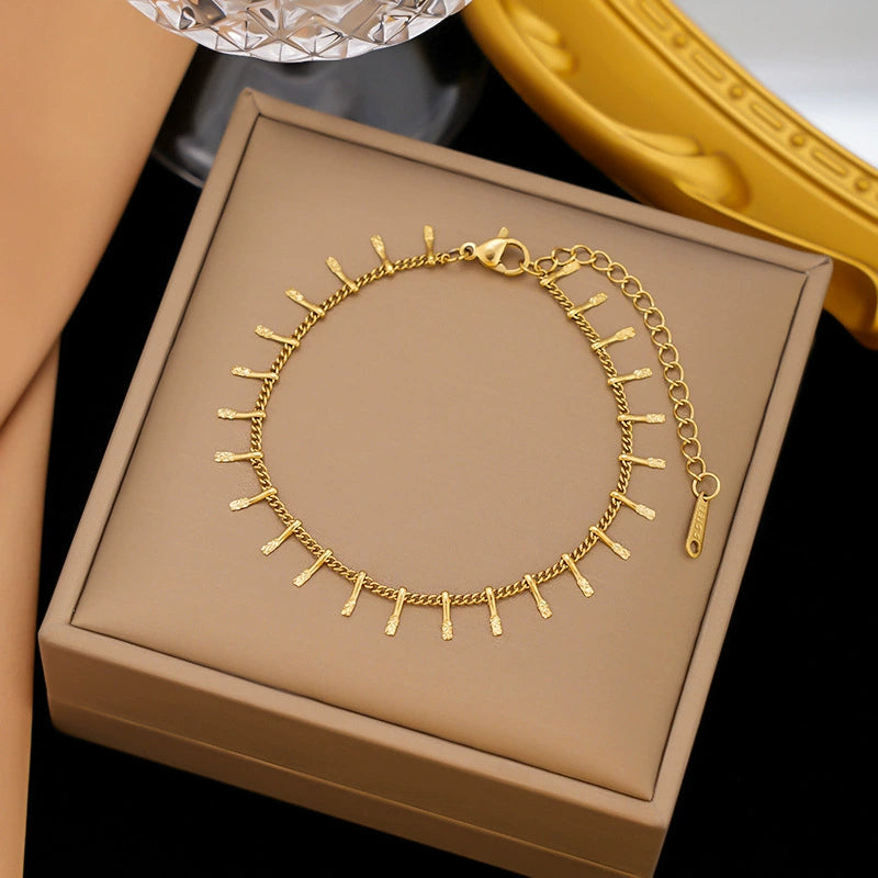 Gold Plated Fringe Adjustable Anklet