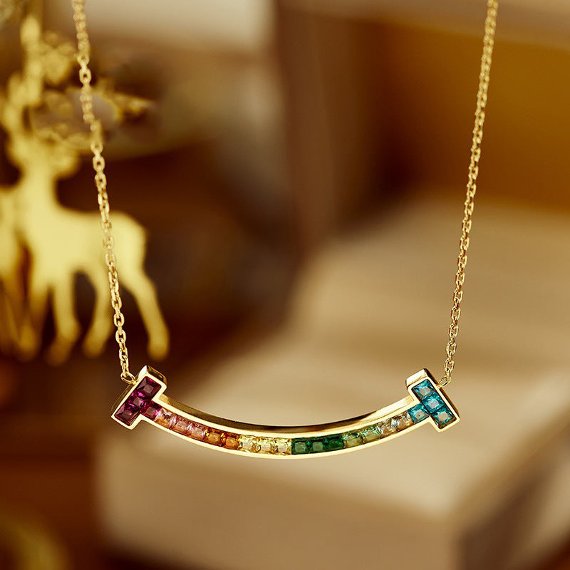 Gold-Plated Rainbow Smile Necklace