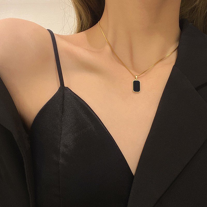 Bold Black Slate Gold Plated Necklace