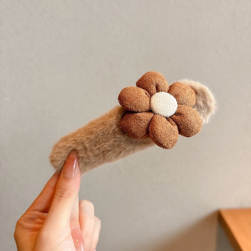 Extra Large Dark Brown Plush Hair Clip