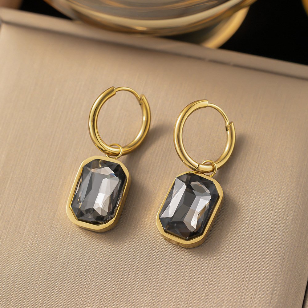 Waterproof Grey Stoned Beautiful Earrings