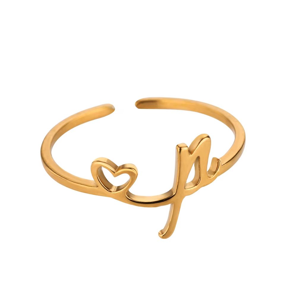 Minimal Gold Plated Initial Letter Adjustable Ring