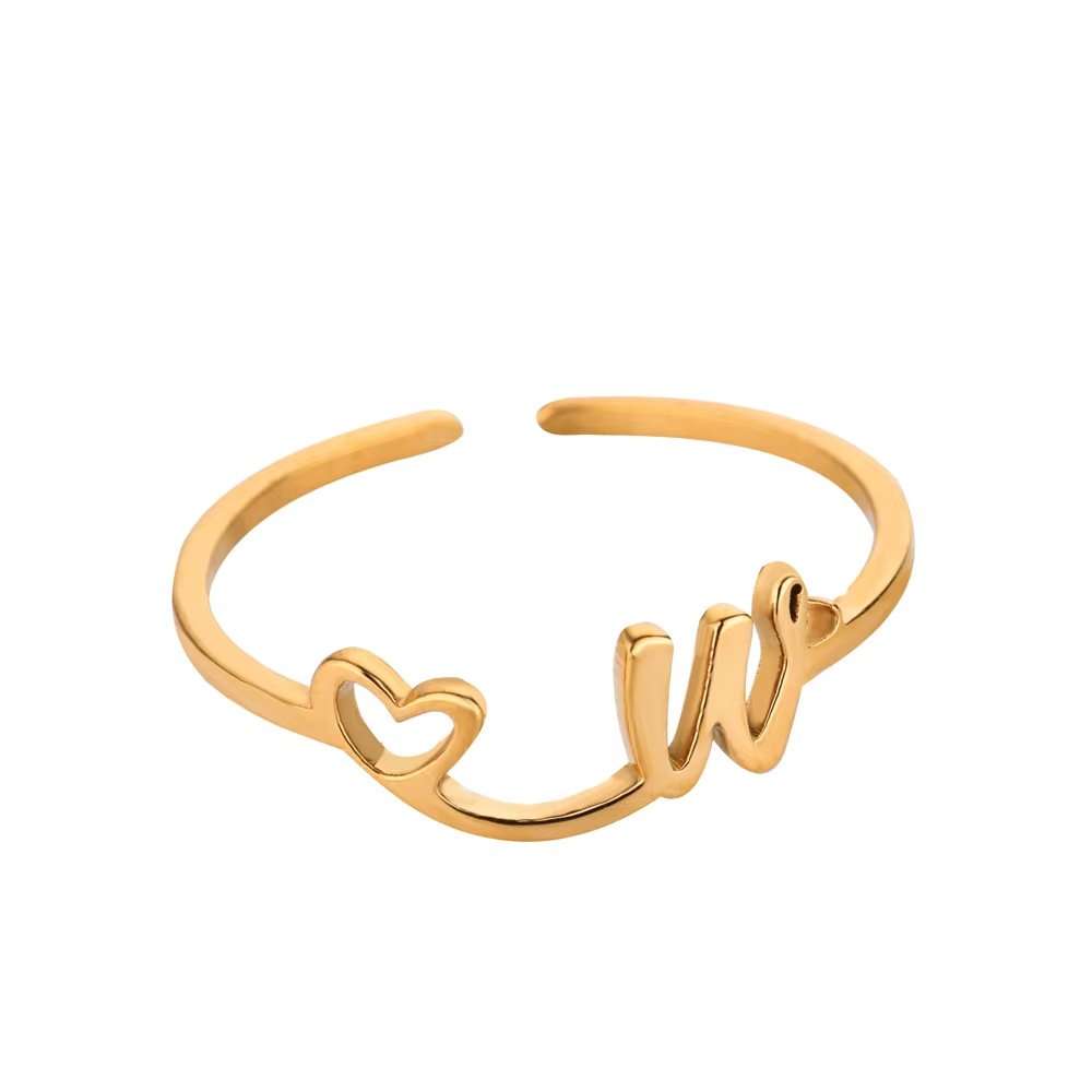 Minimal Gold Plated Initial Letter Adjustable Ring