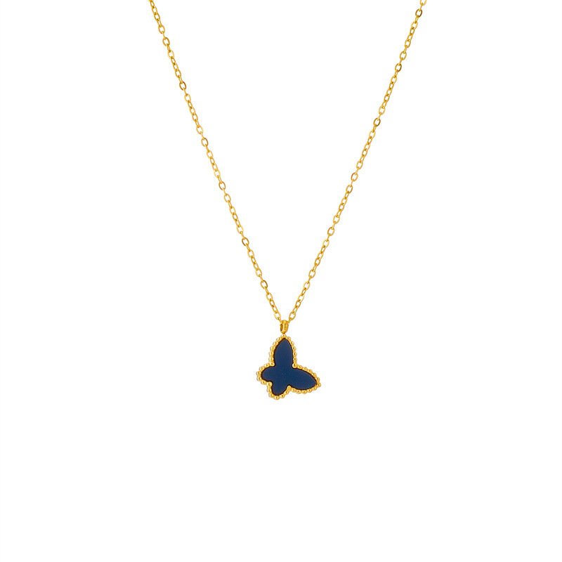 Cute Butterfly Gold Plated Necklace - Black