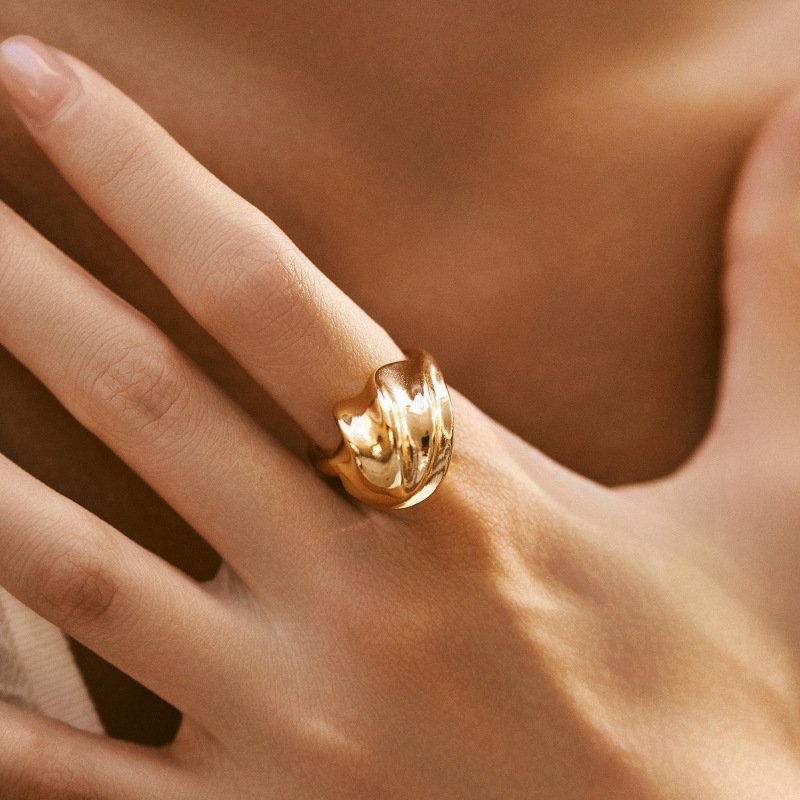 18K Gold-Plated Abstract Wave Ring