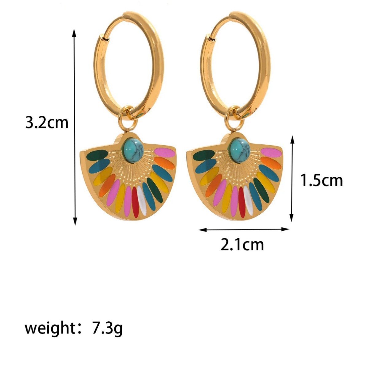 Gold Plated Prism Fan Hoop Earrings
