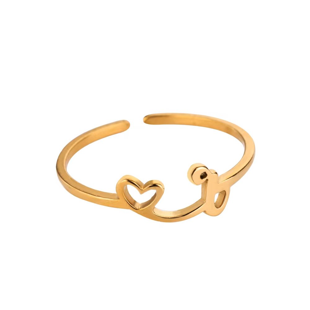 Minimal Gold Plated Initial Letter Adjustable Ring
