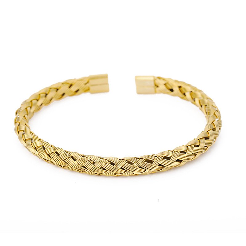 Gold Plated Woven Wire Cuff Bracelet for Women