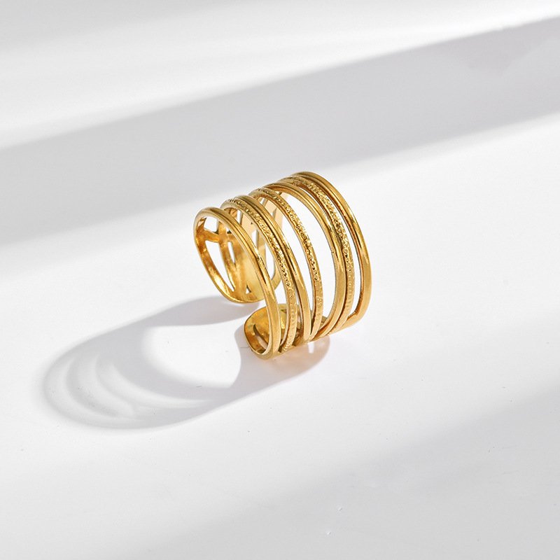 Multi Layered Gold Plated Adjustable RIng