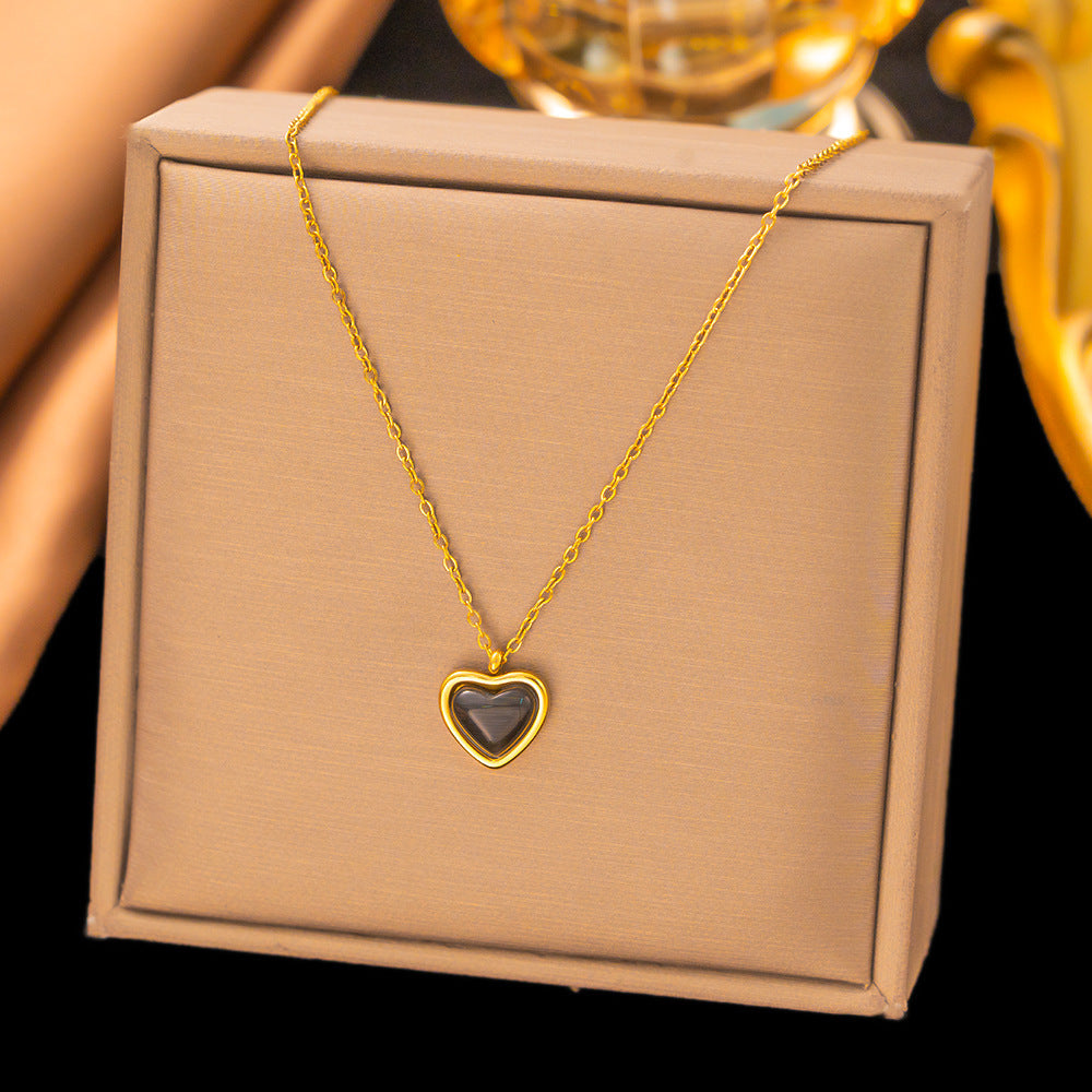 Gold-Tone Smoky Heart Pendant Necklace