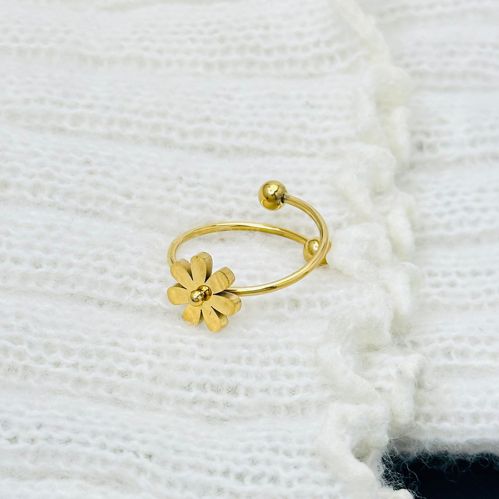 Gold-Tone Daisy Adjustable Ring