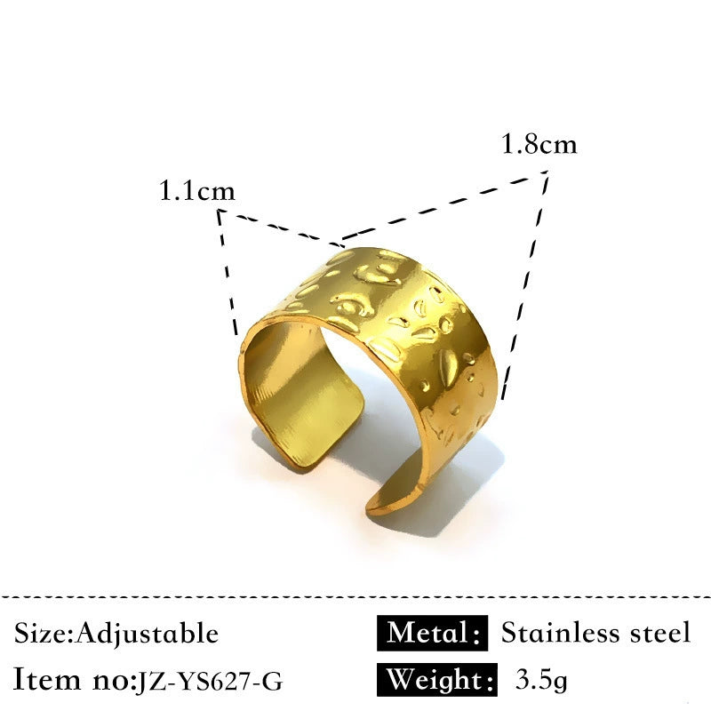 Adjustable Gold Plated Wide Textured Ring